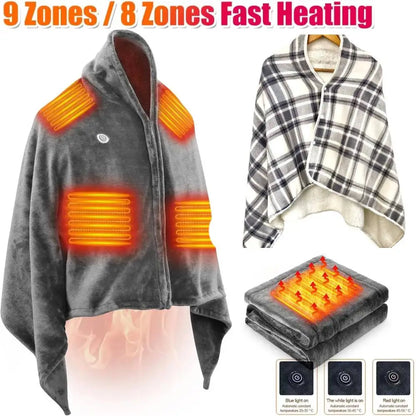 Electric Heating Body Warming Shawl Blanket Outdoor Camping Multifunctional Shawl Heating Blanket USB Charging Washable Leg Cove