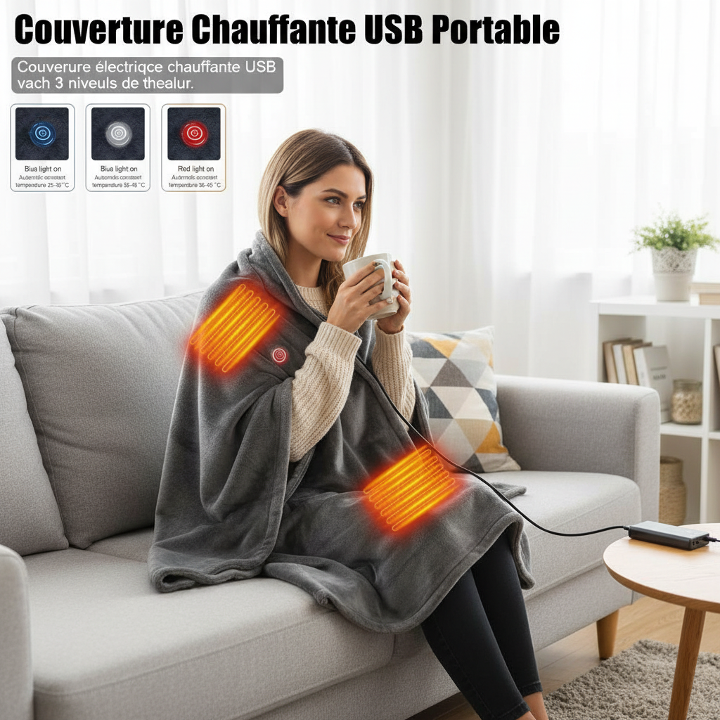 Electric Heating Body Warming Shawl Blanket Outdoor Camping Multifunctional Shawl Heating Blanket USB Charging Washable Leg Cove