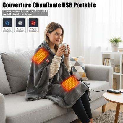 Electric Heating Body Warming Shawl Blanket Outdoor Camping Multifunctional Shawl Heating Blanket USB Charging Washable Leg Cove